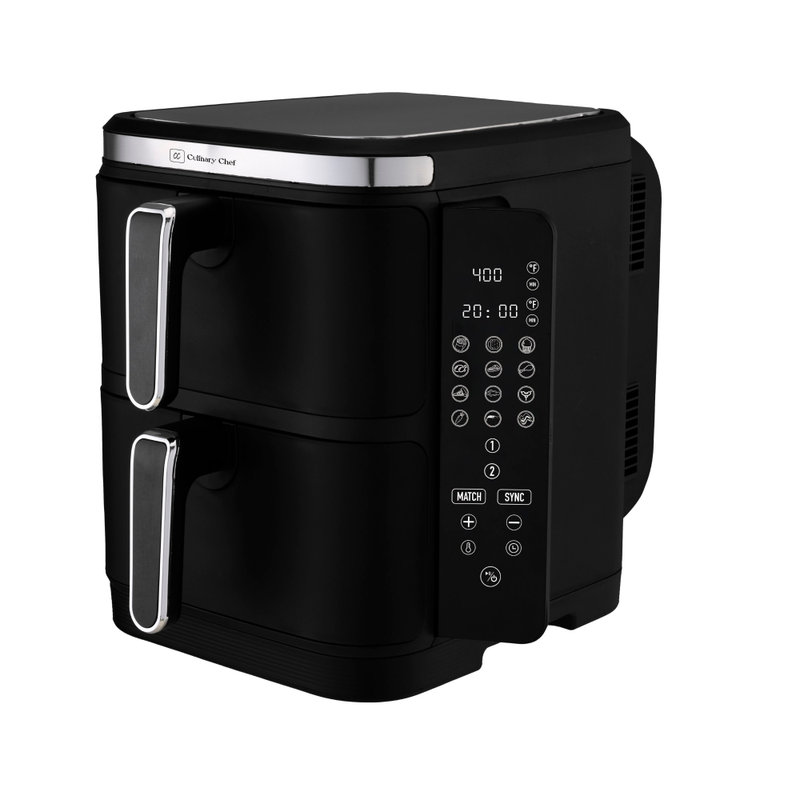 Culinaire Chef, friteuse à air à double pile numérique 11,6 pte / 10,4 L, noir