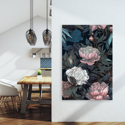 Art mural de paysage de pivoines Moody