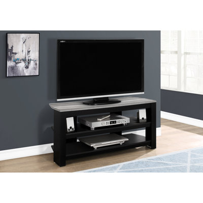 Console de 42 pouces avec rangement, meuble audio-vidéo moderne gris-noir, meuble luxueux et élégant