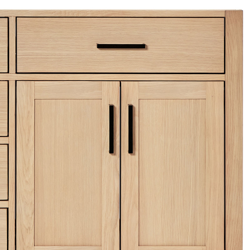 Ariel Hepburn 72 In. Double Sink Base Cabinet, Natural Oak, Matte Black