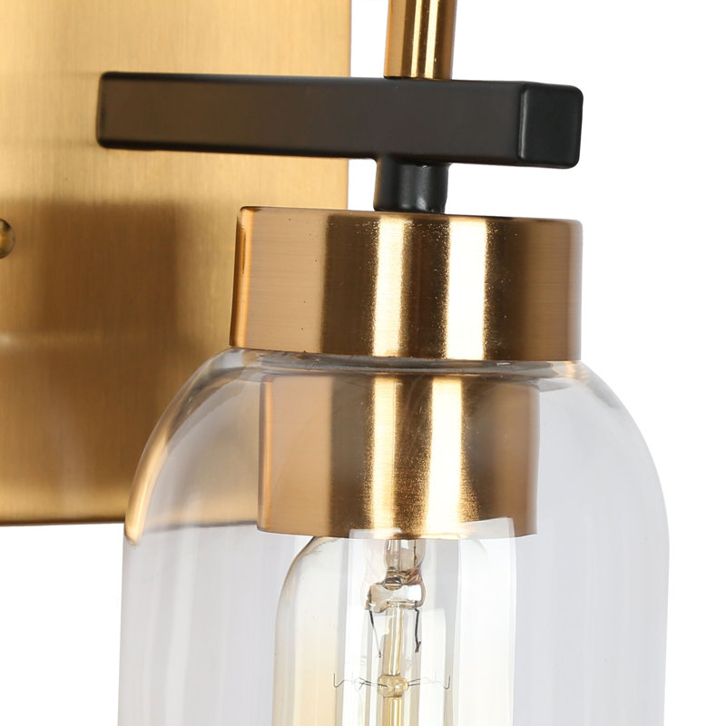 Éclairage pour meuble-lavabo à 2 lumières à intensité variable en laiton / noir Fast Break