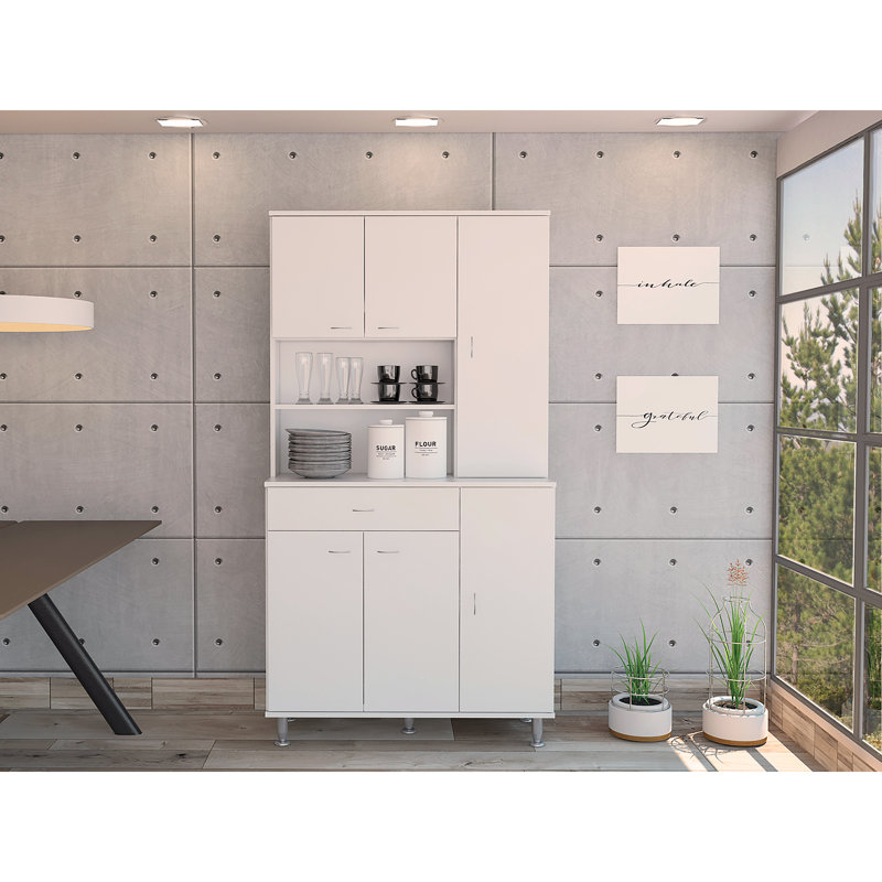 Tigard 1-Shelf 1-Drawer Pantry Cabinet , White