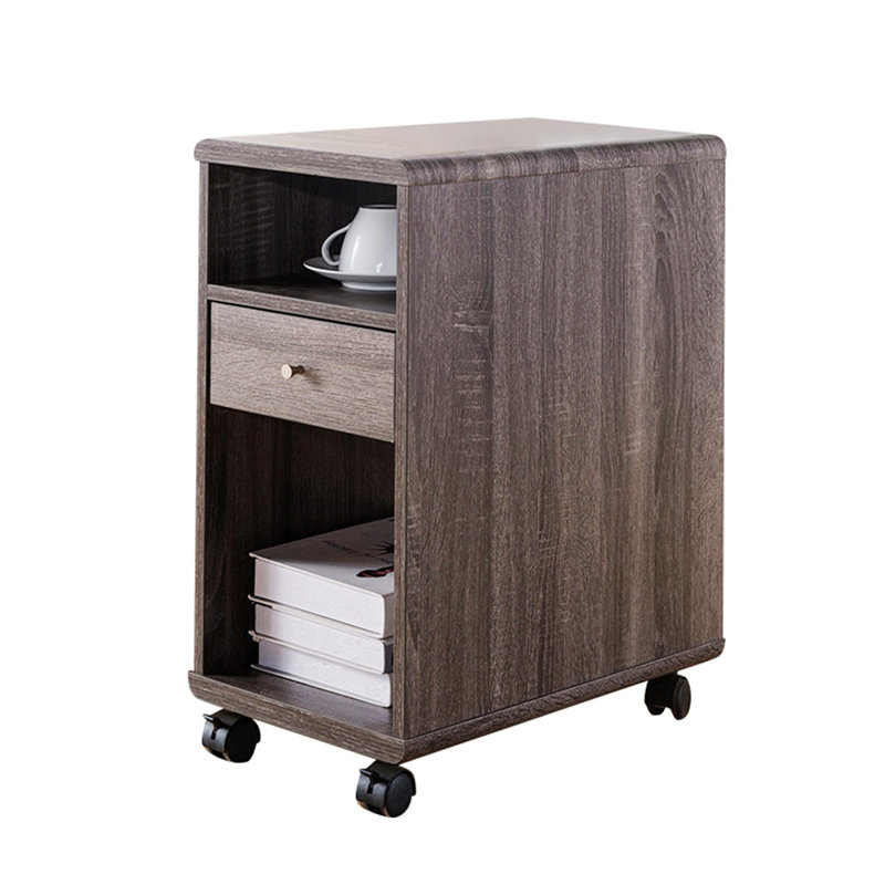 Table de bout spacieuse avec rangement Wallach, Gris