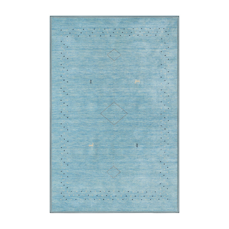 Tapis contemporain bleu, Rectangle 8 pi 0 po x 10 pi 0 po