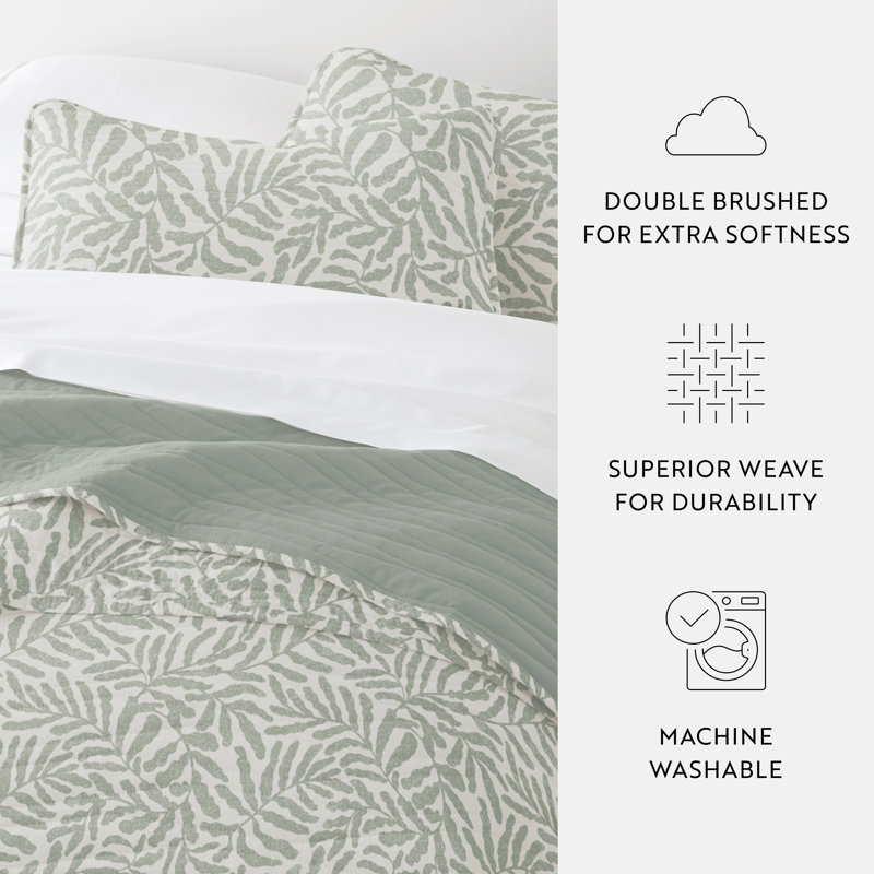 Twin Eucalyptus Reversible Microfiber Quilt Set
