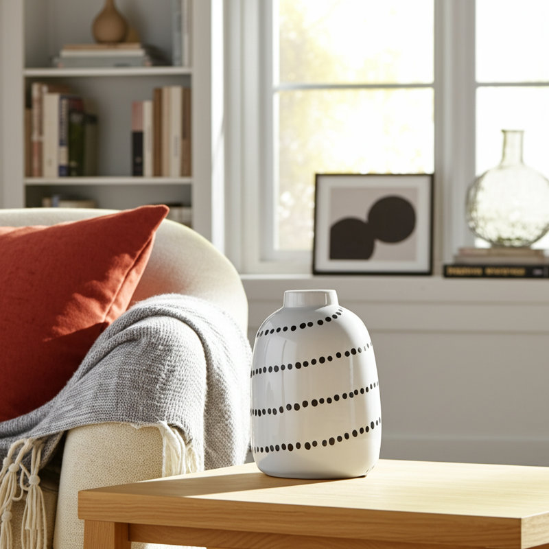 Modern Stoneware Ceramic Vase with Contemporary Design - Decorative Versatile Accent Piece for Stylish Interiors