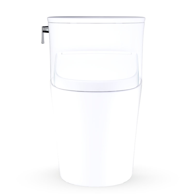 TOTO Aurora WASHLET+ S5 One-Piece Elongated 1.28 GPF Universal Height Toilet with CEFIONTECT, Cotton White - MW6863446CEFG#01