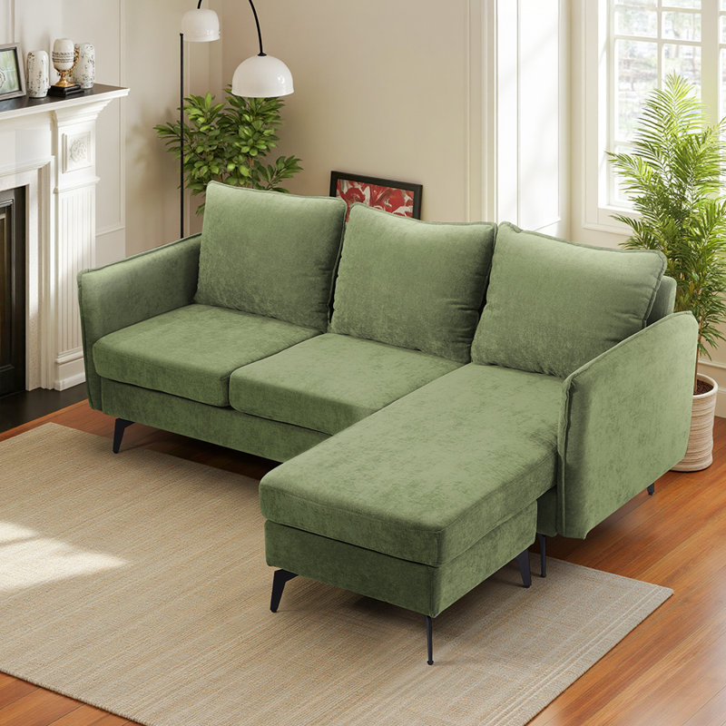 3 Seater Linen Sofa, Green