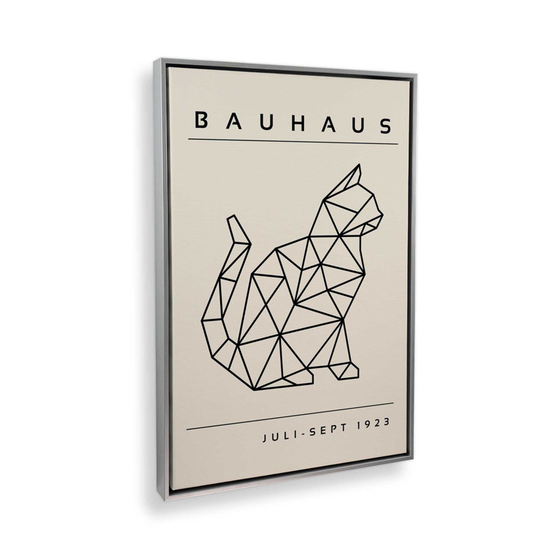 Chat géométrique Bauhaus 1923 roulé, Cadre flottant en chrome poli, H 18,75 po x l 12,75 po x P 1,75 po