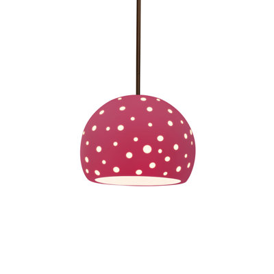 Luminaire suspendu sphère 1 lumière perforée - noir brillant - bronze foncé - l 7 po x H 6 po - ampoule remplaçable - tige rigide