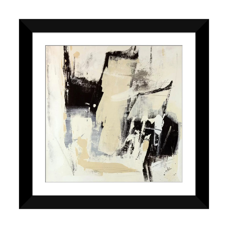 « pièces i », reproduction d’art sur toile tendue, H 16 po x l 16 po x P 1 po, Papier d'art encadré noir, Blanc