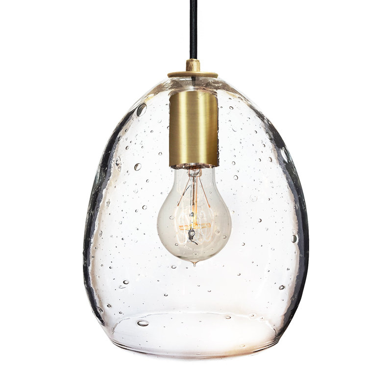 Luminaire suspendu à 1 lumière en forme de goutte, Noir / Laiton, Bullé