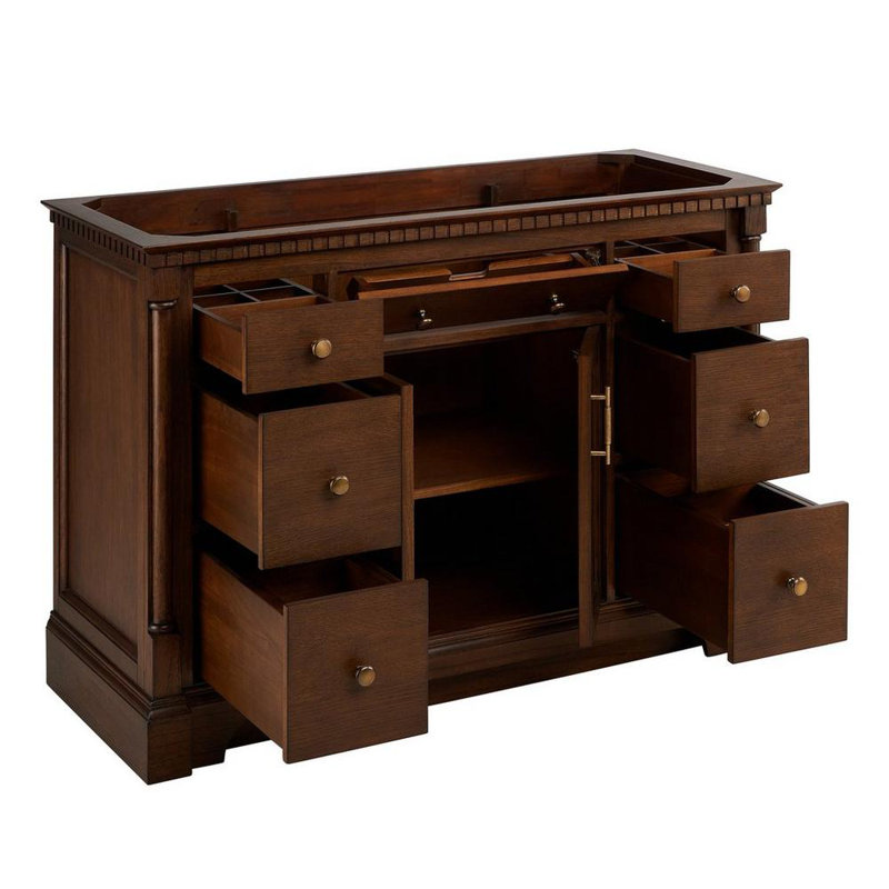 Claudia 48" Mahogany Single Basin Vanity Set with Cabinet, Vanity Top, Carrara Marble, Antique Coffee, 8" Widespread