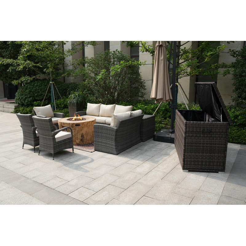 8 - Person Patio Conversation Set with Cushions, Gray