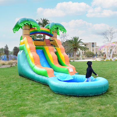 Glissade d'eau HeroKiddo de 13 pi de qualité commerciale Summer Breeze avec piscine pour enfants (avec souffleur)