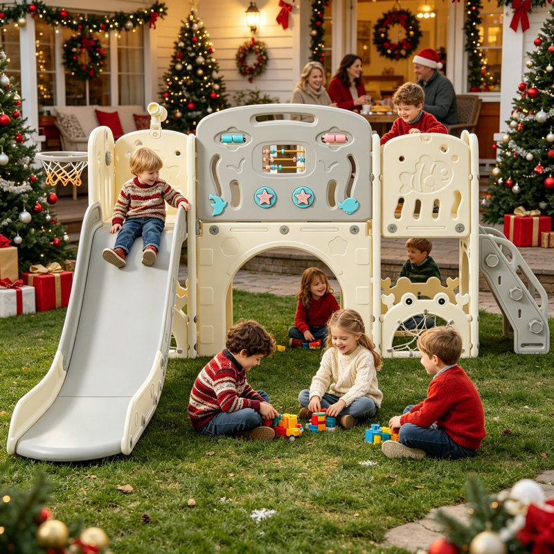 11 In 1 Toddler Slide, Kids for Toddler Age 1-3 Climber Slide Outdoor Indoor Playset, Gray