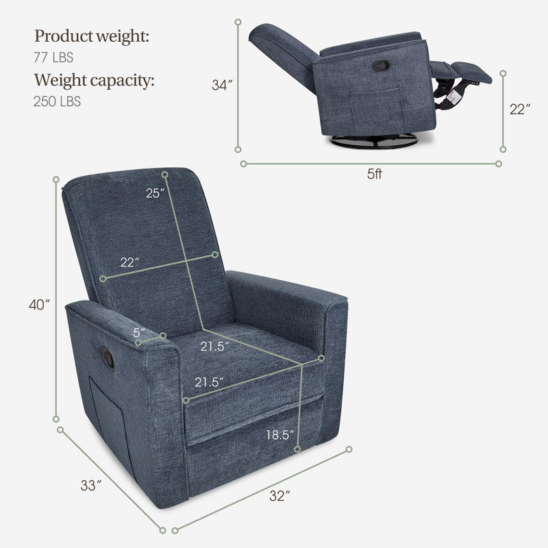 Evolur Raleigh Basic Glider |Recliner| Rocker
