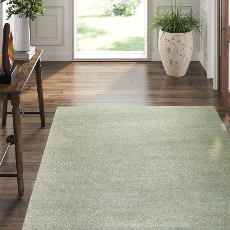 Aurora Area Rug in Green/Silver, Rectangle 9' x 12'