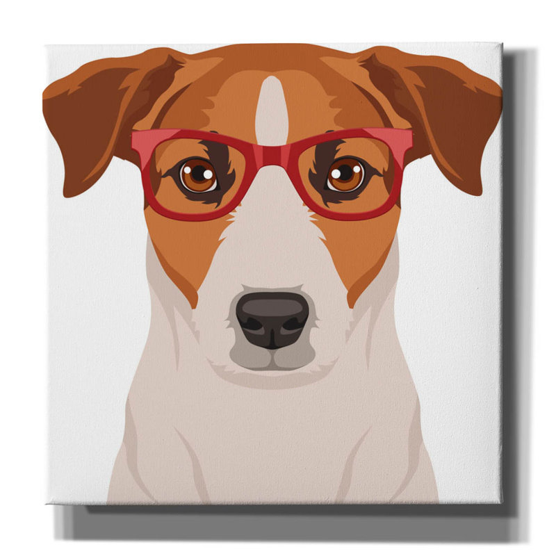 «Jack Russell Terrier portant des lunettes de hipster» par Furbaby Affiliates, art mural sur toile