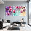 Magnolia aquarelle fleurs de magnolia sur des branches avec fond ondulé, ensemble de 3 impressions d'art sur toile-1526765950