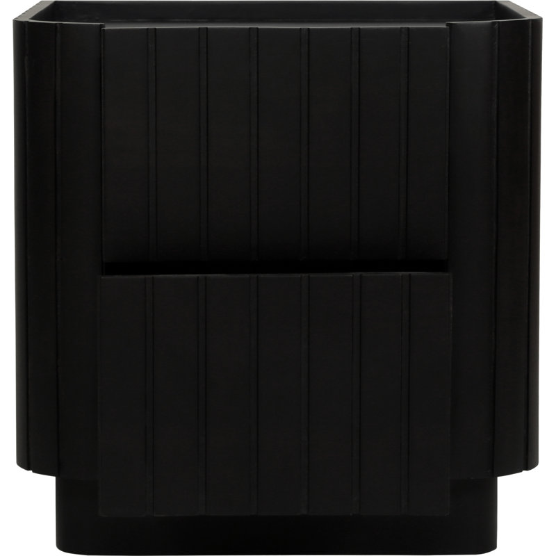 Povera 2 - Drawer Solid Wood Nightstand, Black