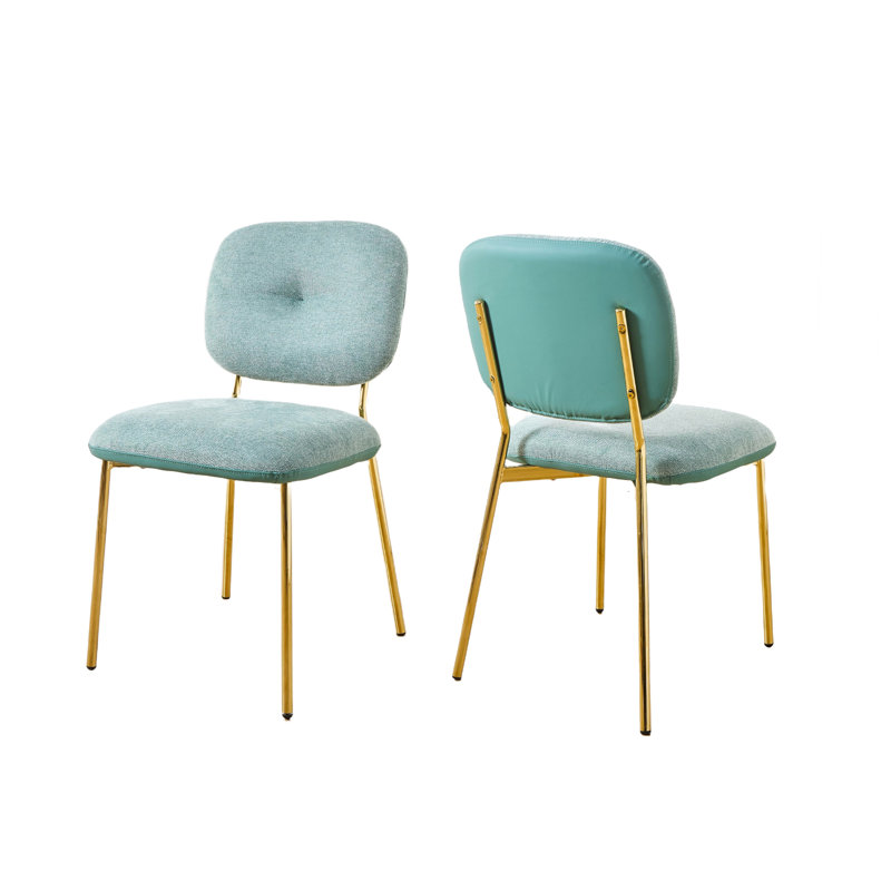 Ensemble de 2 chaises de salle à manger modernes (y compris les chaises), Vert, Doré