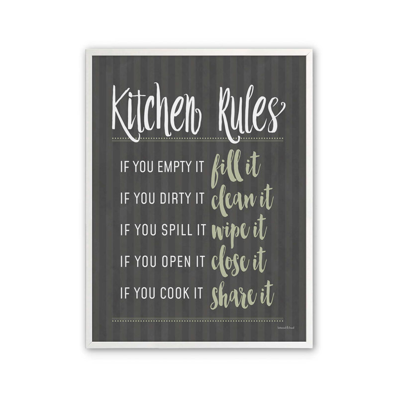«Kitchen Rules» par Art texturé, L 18 po x H 24 po, Blanc, Impression encadrée