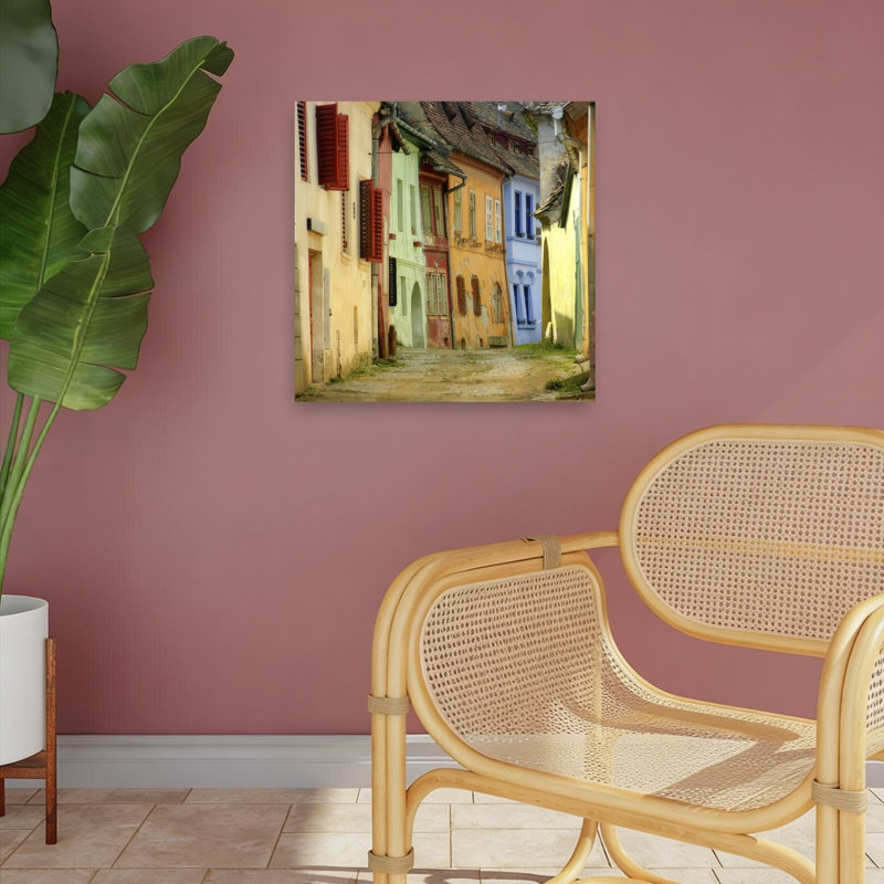 Couleurs, abstrait coloré, architecture contemporaine, art urbain, 18" H x 18" W
