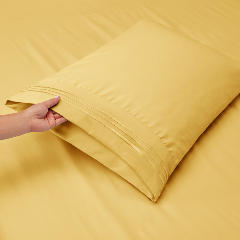 Microfiber Sheet Set, Mellow Yellow, Full Sheet Set + 1 Fitted Sheet + 4 Pillowcases