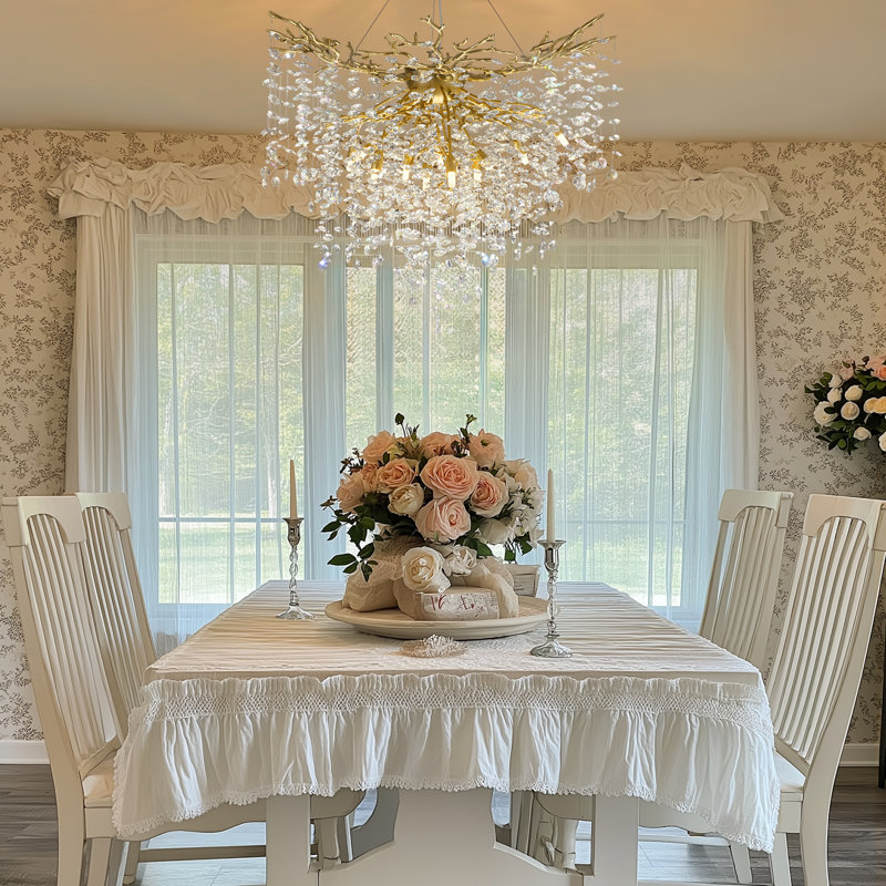 Lustre en cristal Diammable, Doré, H 35 po x l 39 po x P 39 po