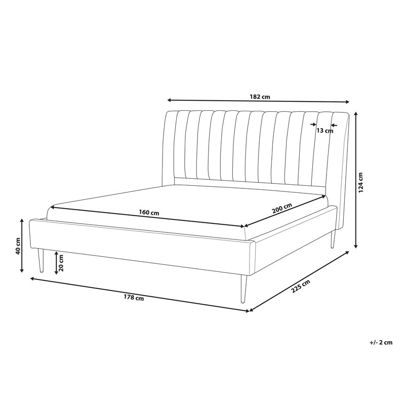 Caroline Upholstered Bed, European Kingsize (160 x 200cm)