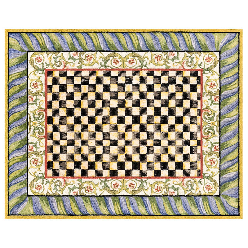 Courtly Check® Purple/Green Washable Rug, Rectangle 8' x 10'