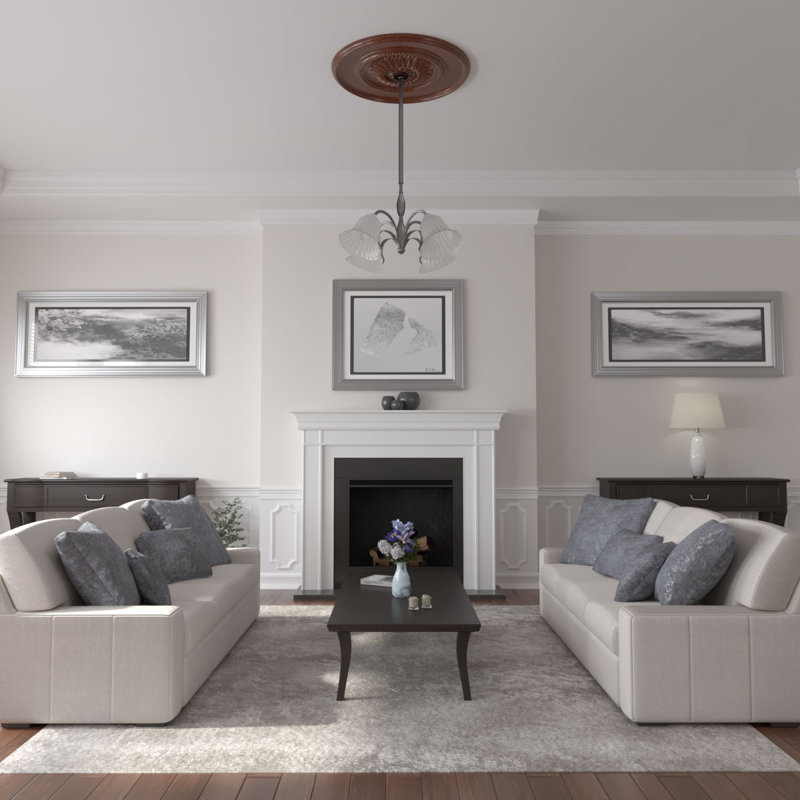 Médaillon de plafond Endurathane Ashford, l 42 3/4 po x H 28 7/8 po x P 1 po, fini craquelé peint à la main