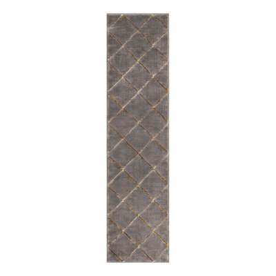 Latitude Run® Checks Novica Rug Gray and Gold