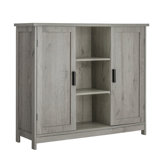 Kainaat 31.7'' Tall Floor Storage Cabinet,Bathroom Storage Cabinet with 2 Doors and 2 Open Shelves