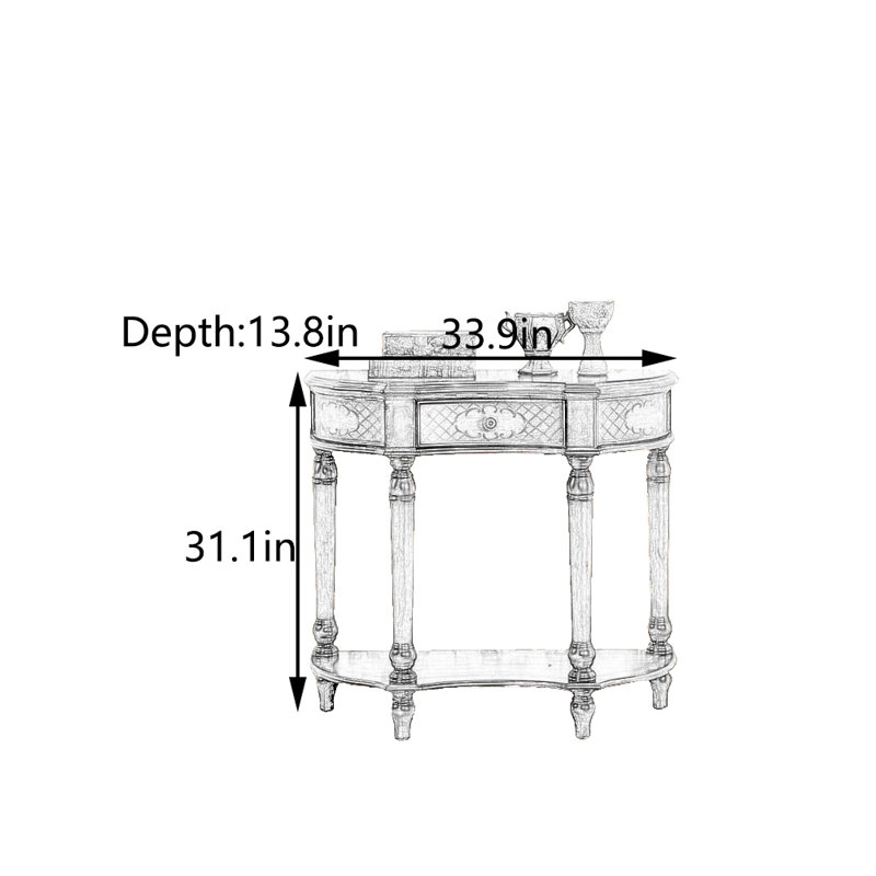 33.9" Solid Wood Console Table