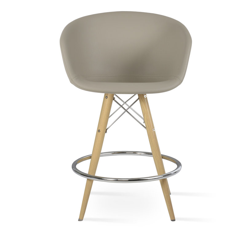 Tabouret de bar Tribeca, Tabouret de comptoir (siège d'une hauteur de 23,5, Similicuir os, Acier Inoxydable