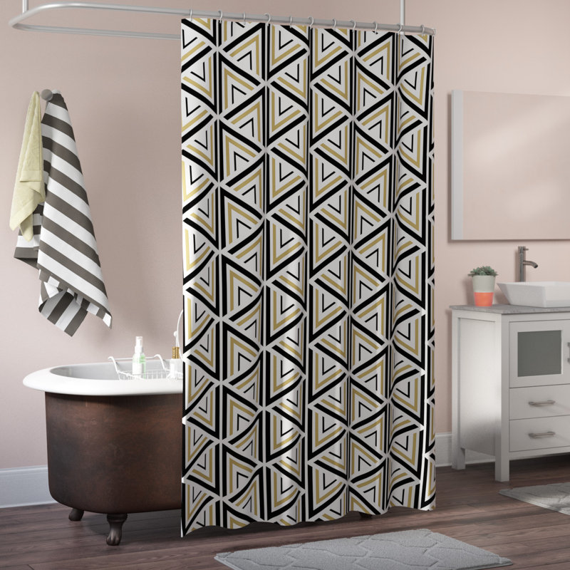 Berger Geometric Shower Curtain with Hooks Included, 69" W x 75" L