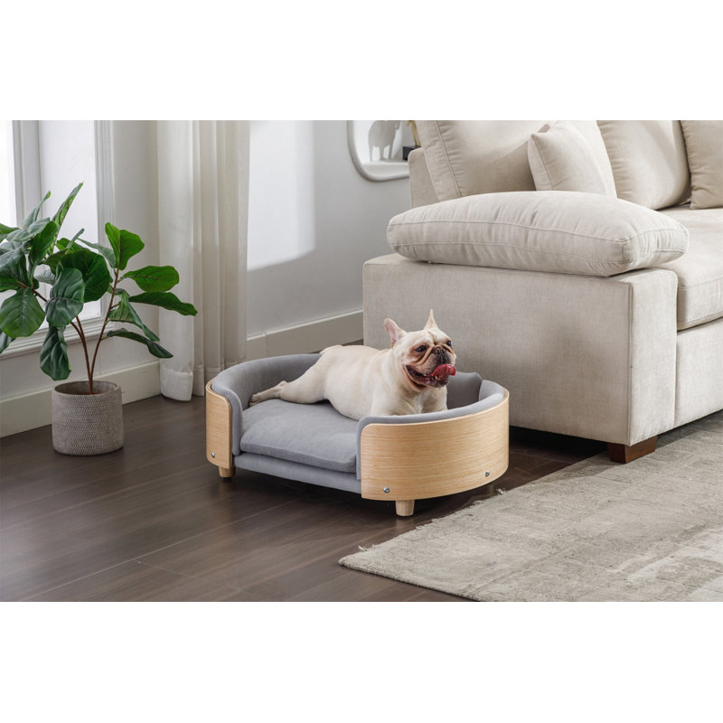 Canapé pour chien de style scandinave, Moyen (H 9,85 po x l 30,7 po x P 20,08 po), Gris clair / naturel