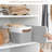 Narrow Storage Bins With Handle, Small Fabric Organizer Basket for Closet and Shelf, Gray/White-1009638859