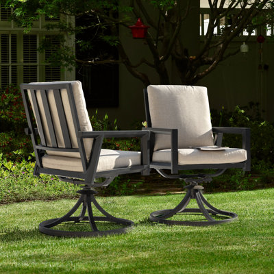 Power-Coated Aluminum Outdoor Swivel Chair by Canora Grey