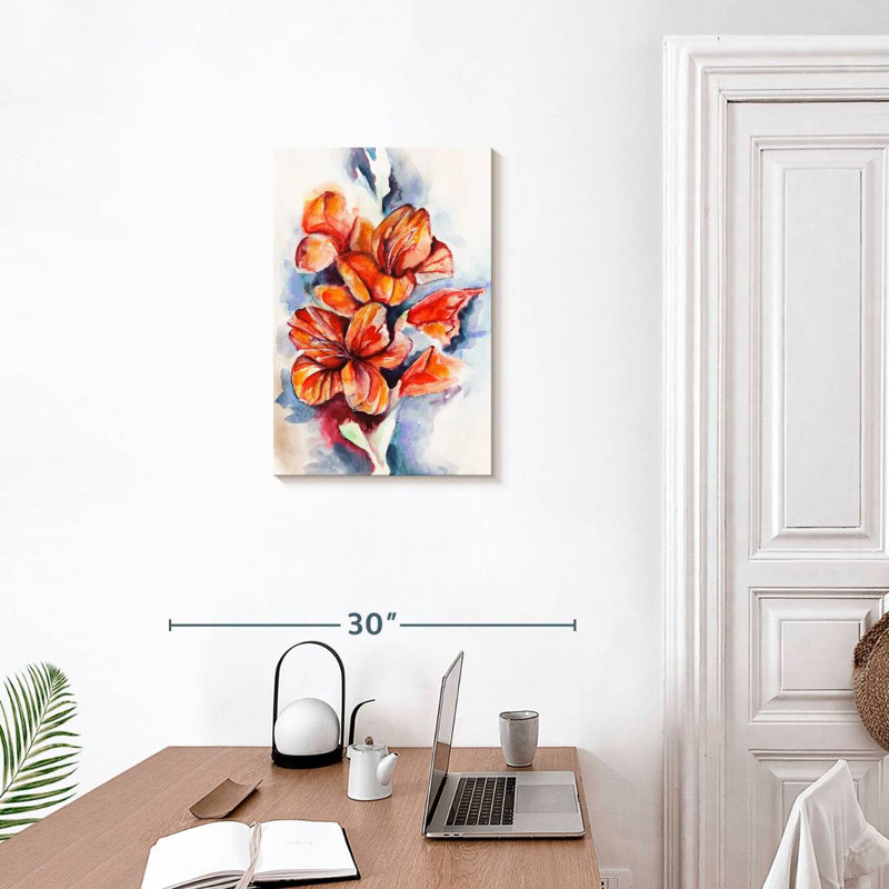 Harnek glaïeul et coquelicot, H 24 po x l 16 po