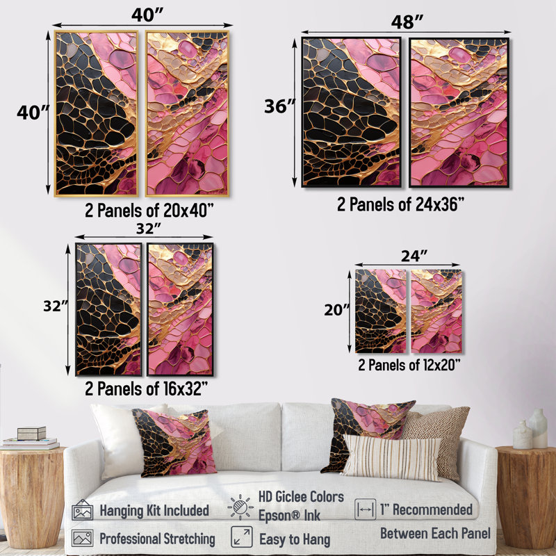 Doretha - Pink Wall Art, Impression encadrée flottante sans passe-partout, H 40 po x l 40 po, Argent argent