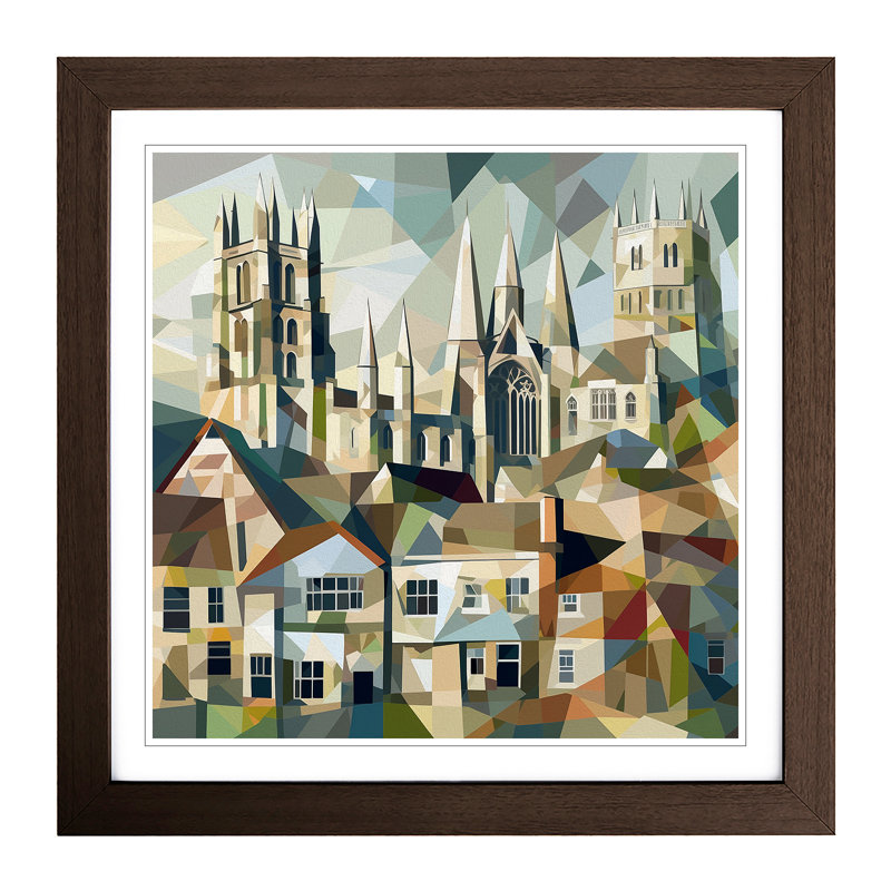 City Of Canterbury Cubism - Framed Print, Walnut