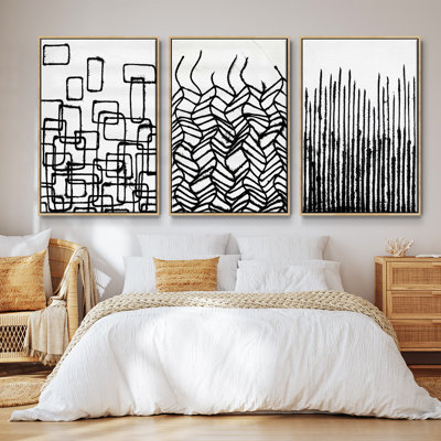 Ensemble de 3 pièces encadrées sur toile imprimées Effervescence I