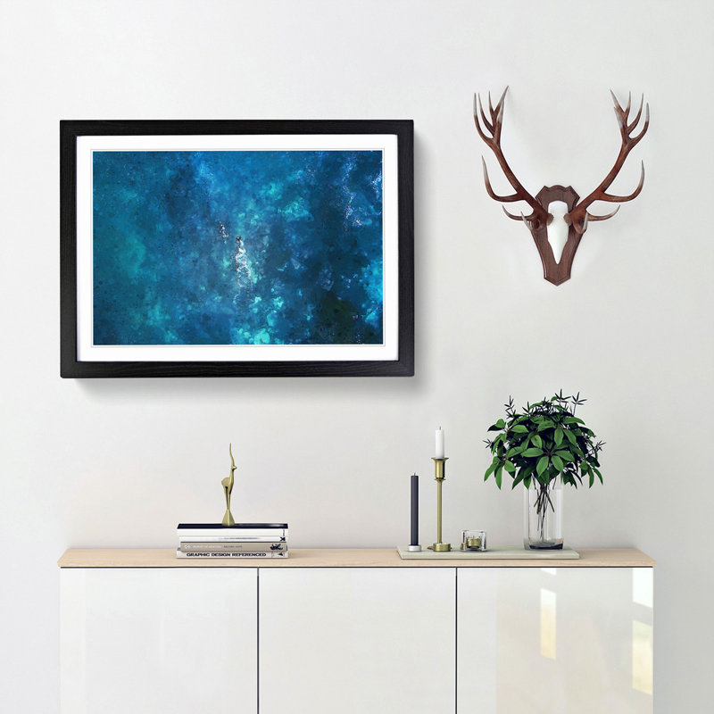 Two Swimmers Swimming - Picture Frame Graphic Art Print, Black Framed, 48cm H x 65cm W x 2cm D