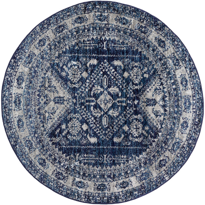 Tapis oriental Fitz, Rond 5 pi 3 po, Navy