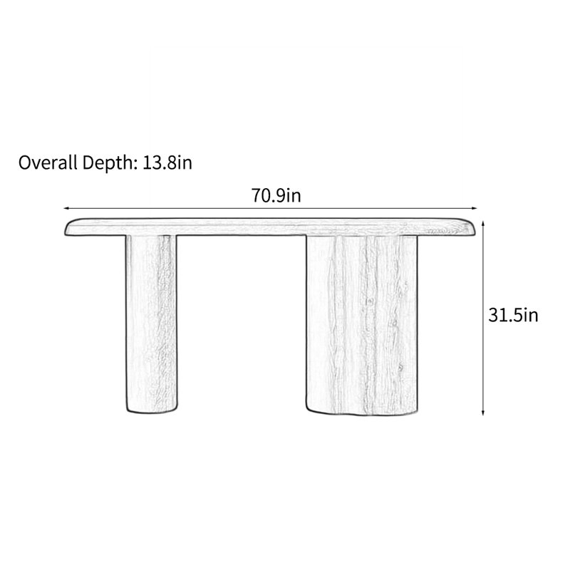 Retro rectangular console table, 31.5" H x 70.9" W x 13.8" D