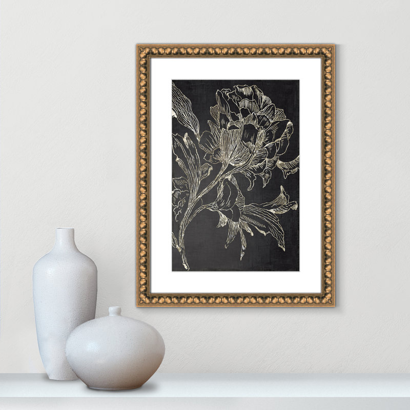 Clarendon Golden Flower Folklore I by Asia Jensen - Picture Frame Graphic Art Print, Gold Bead Framed, 24" H x 18" W