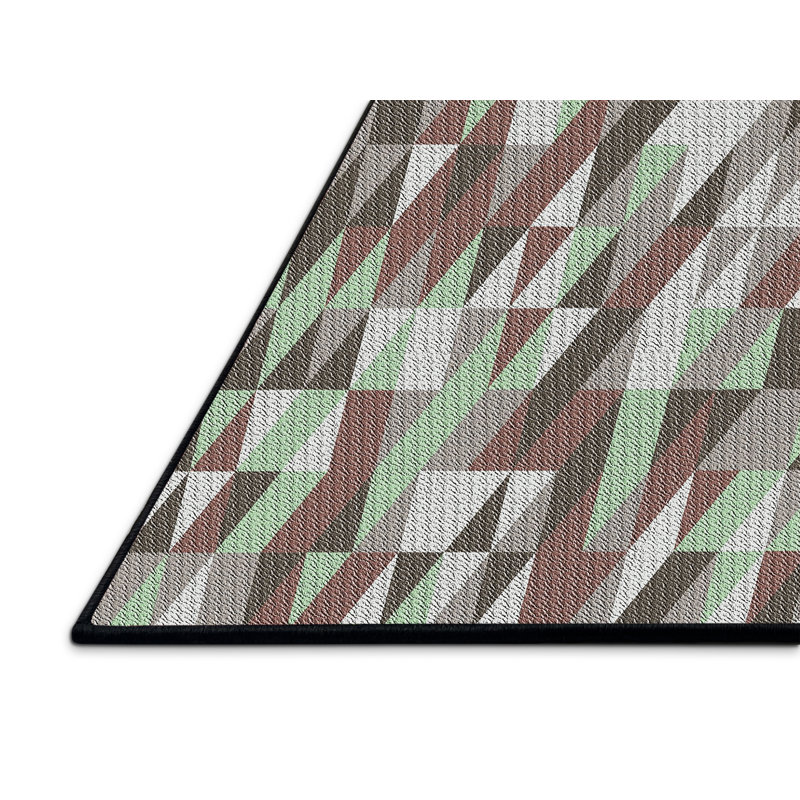 Tapis brun/vert tissé à la machine, Rectangle 8 pi x 10 pi